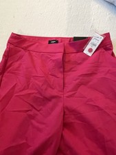 Express Editor High Waisted Flare Trouser Pants 8R Hot Pink Stretch Cotton NWT