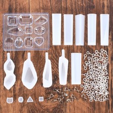 125pcs DIY Silicone Resin Mold Jewelry Casting Epoxy Pendant Tray Mould Kit