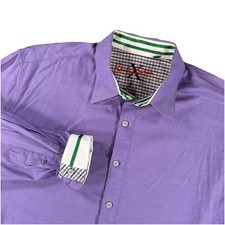 Robert Graham X Shirt Mens XL Purple Button Up Long Sleeve Flip Cuffs Plaid Trim