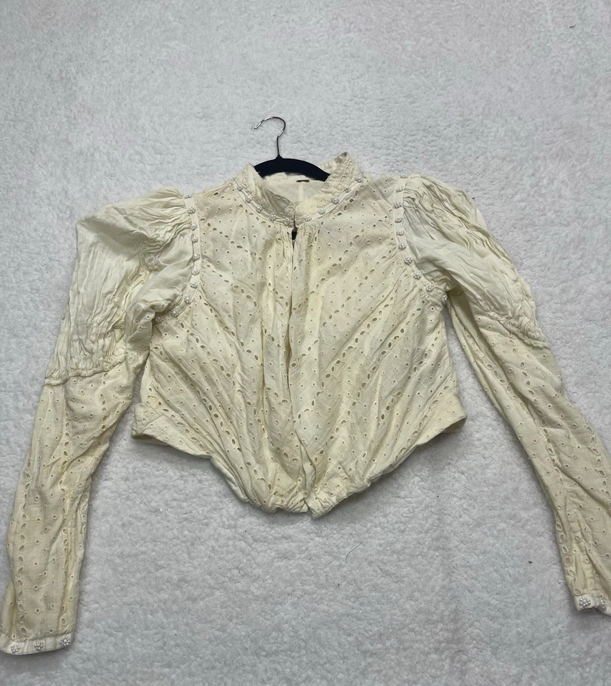 Chaqueta Free People Renacimiento Romántico Bordada Victoriana Preppy Boho Talla XS S Foto 2 de 4