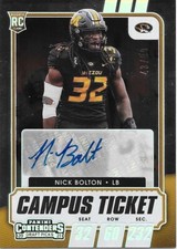 2021 Panini Contenders Draft Picks Nick Bolton 43/99 Campus Ticket Auto #159