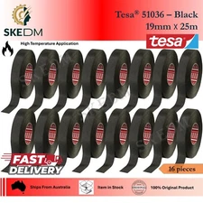 Tesa Tape 51036 - Black PET cloth tape High abrasion protection 16 Pack