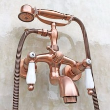 Antique Red Copper Wall Mount Clawfoot Bath Tub Faucet w/ Handshower Etf805