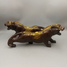 A pair of red copper gilded copper tigers