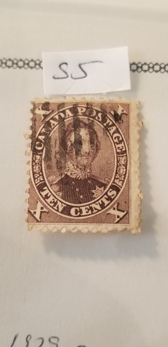 Canada 1859 SC#16 Chocolate Brown Extremely Rare Canadian Stamp Idsa.