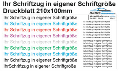 0672 Ihr eigener Wunschtext gedruckt auf Decalsfolie/ Nassschiebefolie