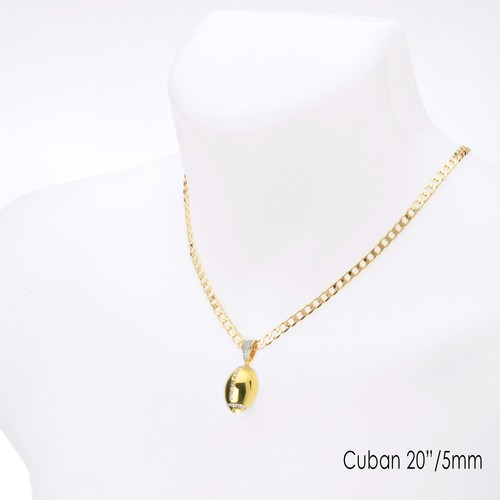 Collar de cadena cubana de 20" colgante de circonita helada de fútbol en tono dorado para hombre CP 15109 G - Imagen 5 de 5