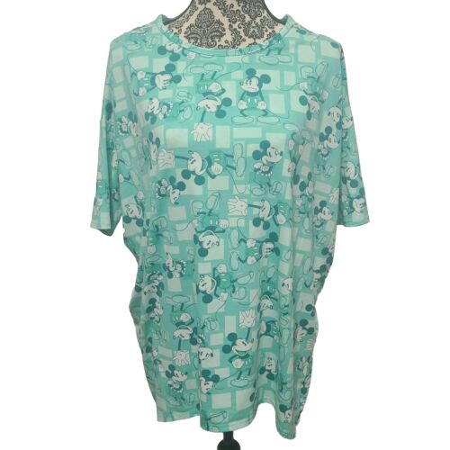 LuLaRoe Disney Mickey Mouse Irma Tunic Top Womens Plus Size XL Curv S Mint Green - Picture 2 of 11