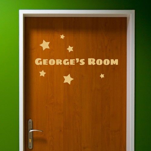Custom Bedroom Door Name With Stars - Boys / Girls Vinyl Sticker Wall Art - Picture 11 of 14
