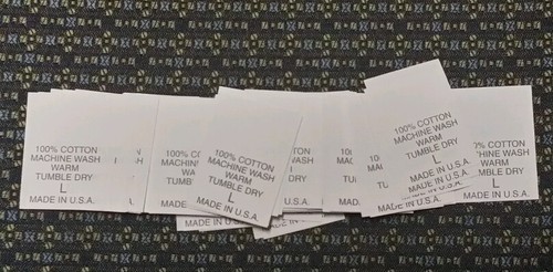 LOT OF 100 WOVEN LABELS CLOTHING TAGS LARGE (L) Sew-On 1.5" X 1 - Picture 2 of 2
