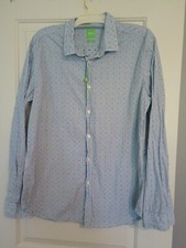Hugo Boss Button Up Blue Men's XL Textured Dotted