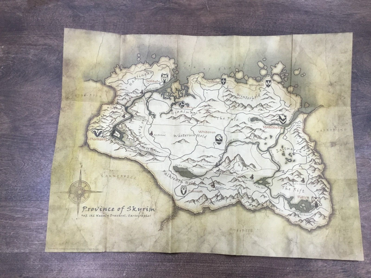 Elder Scrolls V Skyrim Parchment Map 27 X 17 INCHES #3 | eBay