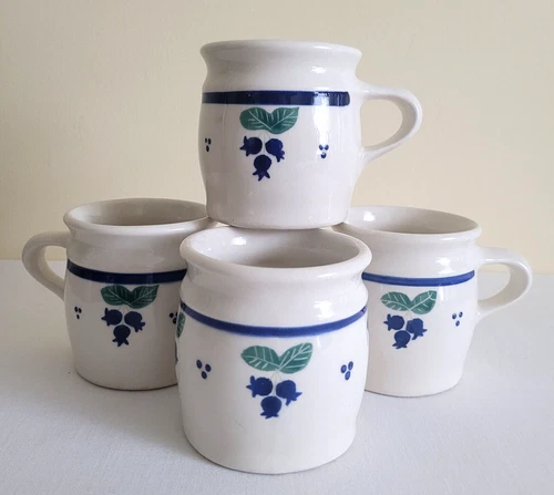 Hartstone Pottery Blueberry 12 oz Mugs VTG 1978 Signed - Lot of 4