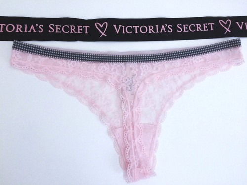 RARO Victorias Secret SEXY THONG mutandine mutandine gomma da masticare rosa come nuovo pizzo rosso nuovo con etichette - Foto 25 di 32