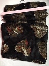 BETSEY JOHNSON GOLD HEARTS Ultra Soft PLUSH BLANKET THROW Black 50  x 60  NWT