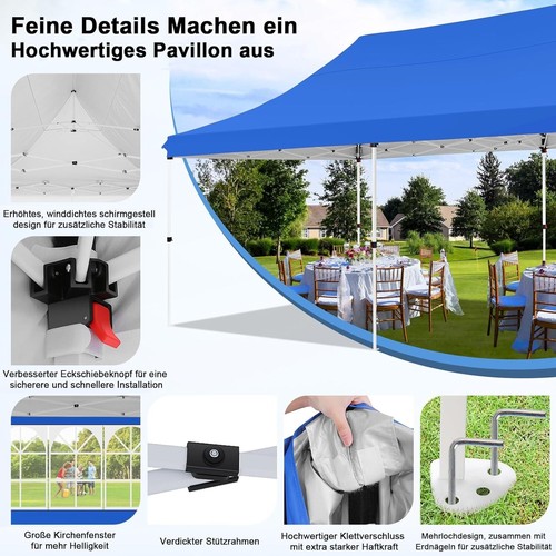 COBIZI Faltpavillon 3x6 Pop up Pavillon Wasserdicht Partyzelt Faltbar Gartenzelt - Bild 41 von 46