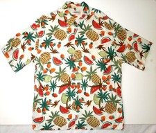 Vintage HAWAIIAN SHIRTI Campia Moda XL Rayon Pineapple Watermelon Strawberry