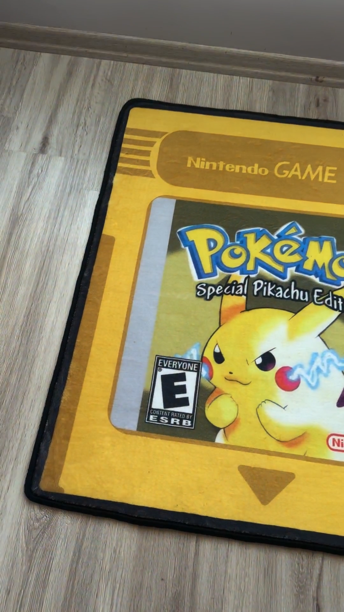 Pikachu Nintendo Card Retro Rug, Pokemon Game Boy Decor