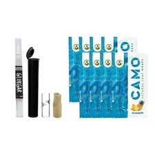 Camo Natural Leaf Wraps- 8 Pack Pineapple- GlueGar OG 3ml, Glass&Wood Tip