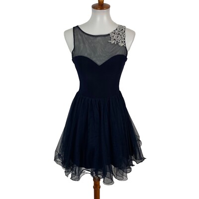 Blondie Nites By Stacy Sklar Prom Dress Navy Sleeveless Flare
