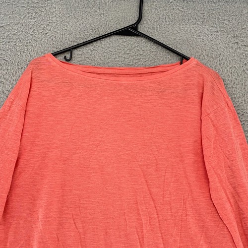 Eileen Fisher Top Womens Small Hemp Organic Linen Boat Neck Boxy Crop Coral - Picture 2 of 11