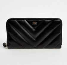 Image of DKNY Purse Wallet Black Leather w/ Coin & Multiple Card Slots Boxed