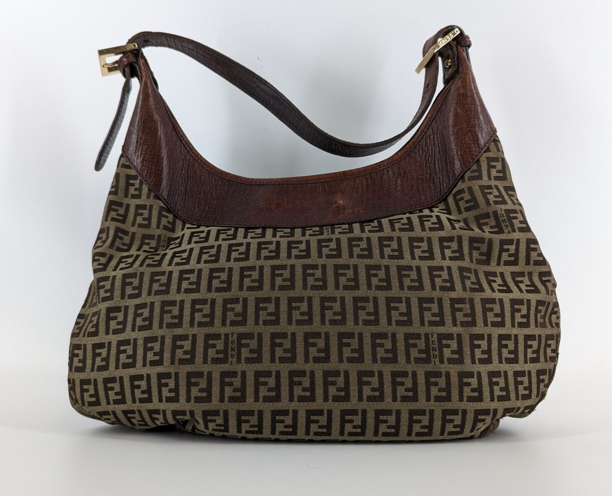 Fendi ショルダーバッグ ブラウン FENDI Zucca Brown Canvas Leather Vintage Shoulder Bag | eBay