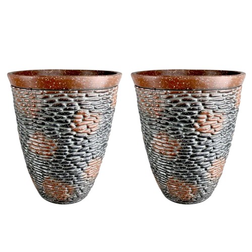 Rustic Stone Look Planter 45.6cm Tall Brown Single/2/4 Packs - Picture 9 of 41