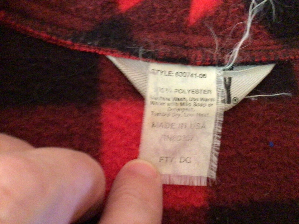 UNIONBAY | Chaqueta Pullover Vintage Buffalo Cuadros Rojo Negro Polar Cuadrado 1/4 Cremallera Foto 3 de 4