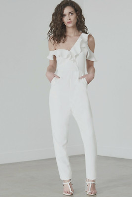 Lavish Alice maßgeschneiderter Rüschen-Overall cremeweiß Größe UK 8 UVP 86 £ LF7 LL 05