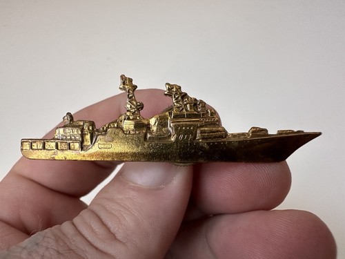 Navy Ship Vintage Tie Tack Lapel Pin ticonderoga class guided missile cruiser