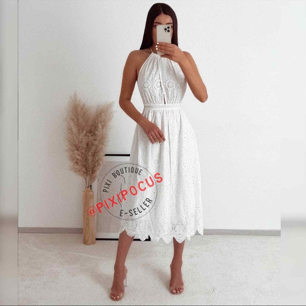 ZARA NEW EMBROIDERED CROCHET HALTER DRESS 100% COTTON WHITE XS,S,M | eBay