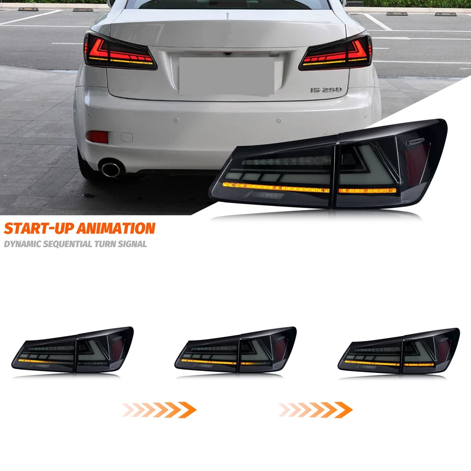 LED RGB Tail Lights Assembly for Lexus IS250 IS350 ISF 2006-2013 Rear Lamps - Image 4 of 4