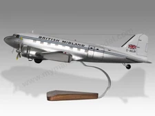 Douglas DC-3 British Midland Airways BMA Desk Wood Airplane Model Large 1/72