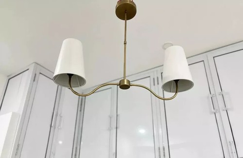 White Chandelier Pendant Ceiling Mid Century Fixture Italian Light Lamp Decor - Picture 2 of 10