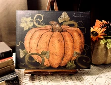 PUMPKIN 1803 Primitive Folk Art Handcrafted Plaque / Sign