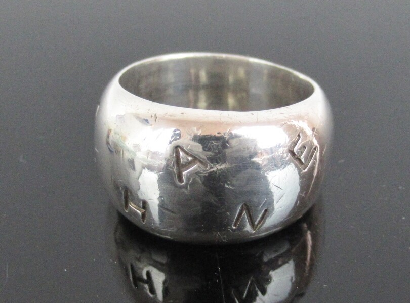 Authentic CHANEL Sterling Silver 925 14.9g Logo Wide Ring US Authentic CHANEL Sterling Silver 925 14.9g Logo Wide Ring US