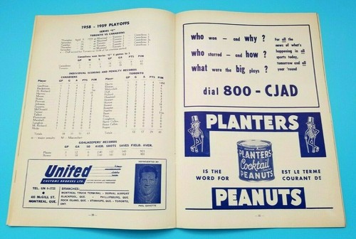 PROGRAMA FINAL COPA STANLEY - 1959 1960 JUEGO 1 TORONTO @ MONTREAL CANADIENS RARO - Imagen 3 de 5