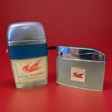 Vintage Lighters Lot Of 2 Firebird Gasolines Set Scripto Vu & Flat Crown-clean
