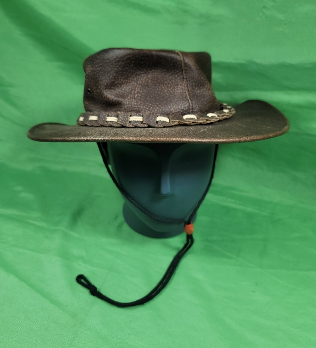 Vintage Kakadu Traders hat KAKADU Traders. Australia Brown Leather Hat. Crocodile  main image 4