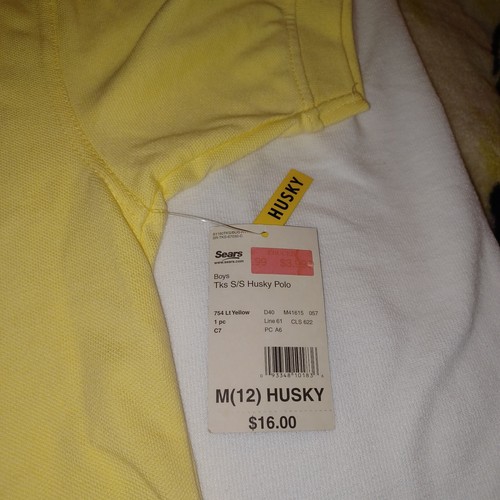 Sears TKS Kids Size Medium (12) Yellow Polo Shirt S\S Husky New with Tags - Picture 7 of 7