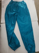 Vintage Men s Nylon Jogger Sweat Pants disco era 80s medium teal.