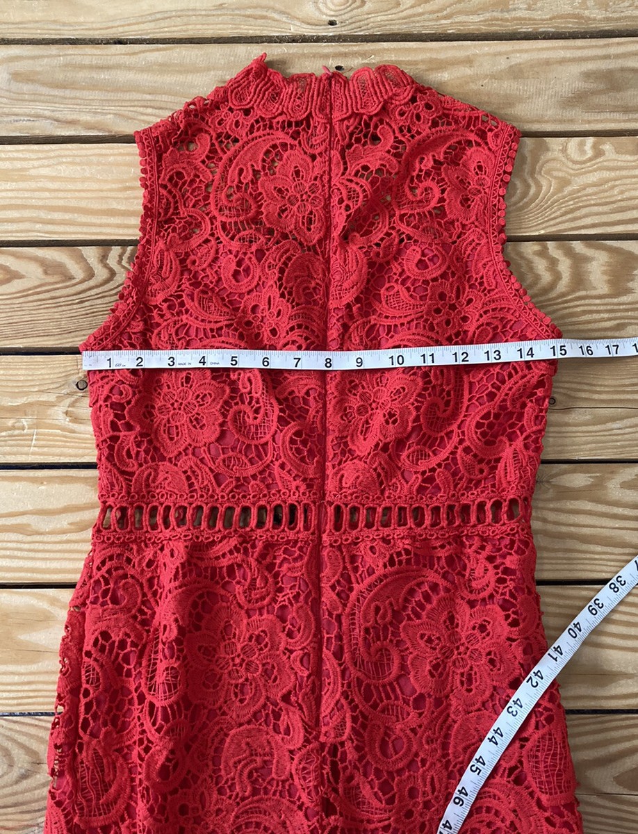 main strip NWT women's lace sleeveless MIDI dress size S red Q7 | eBay