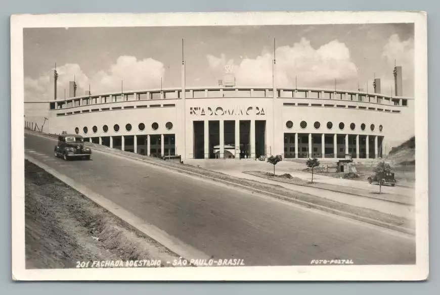 Football Stadium SAO PAULO Brasil RPPC Vintage Estadio Brazil Soccer Photo  ~30s