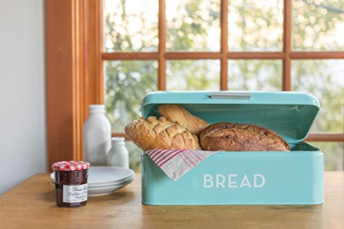 Metal Bread Storage Bin, 16x9x6.5 inches Large Turquoise - Picture 4 of 8