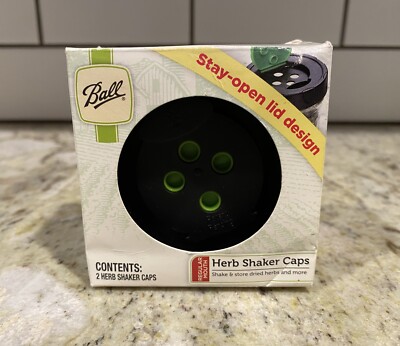 genuine BALL Herb Shaker Caps Stay-Open Lids for Mason Canning Jars - set of 2