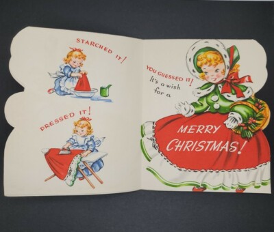 Vintage 1950s Fun N Frolic Christmas Greeting Card Holidays Unused