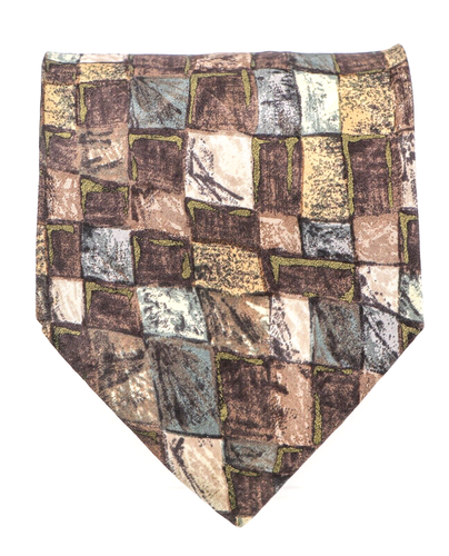 Vintage Fratelli Italy Men's Necktie 100% Silk Print Geometric Squares 57 x 3.75