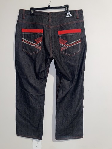 Red Ape Men's 40x30 Gray Denim Jeans With Red Trim Details TRIED ON ONLY - Picture 4 of 6
