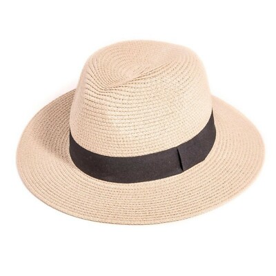 Straw Crushable Panama Fedora Trilby with Wide Brim Packable